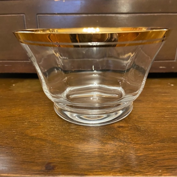 BNWOT Vintage Mikasa Jonestown‎ gold  rimmed crystal glass bowl - Picture 4 of 11
